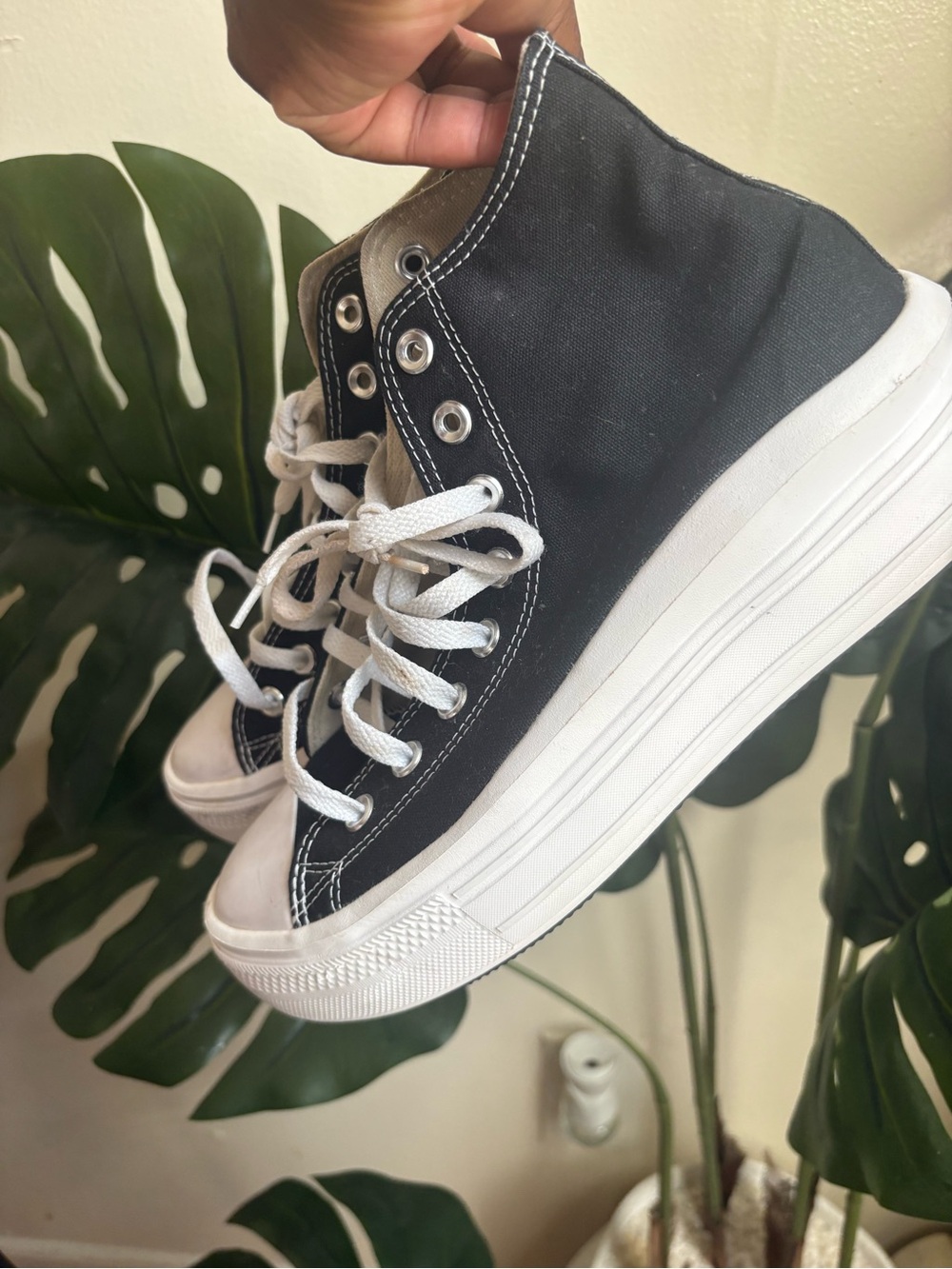 Converse Black and White Platform Chuck Taylor High Top Sneakers